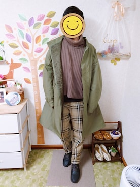 「ニットベスト」｜「アイテム（モッズコート）」を使った、とんこつさん（メンズ・166cm）の冬コーディネート