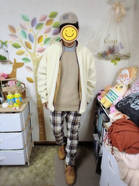 「アイテム（帽子）」を使った、とんこつさん（メンズ・166cm）の冬コーディネート