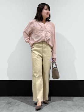 「THE SHOP TK （ザ ショップ ティーケー ）のベーシックパンプス（パンプス、ブラウン系）」を使った、macchaさん（レディース・156cm）の春コーディネート