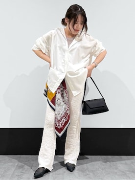 「THE SHOP TK （ザ ショップ ティーケー ）のミニショルダーバッグ（ショルダーバッグ、ブラック系）」を使った、macchaさん（レディース・156cm）の春コーディネート