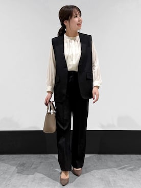 「THE SHOP TK （ザ ショップ ティーケー ）のベーシックパンプス（パンプス、ブラウン系）」を使った、macchaさん（レディース・156cm）の春コーディネート