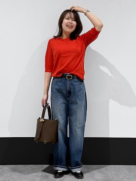 「INDIVI（インディヴィ）の◆楊柳シフォンピンタックプルオーバー（Tシャツ/カットソー、ベージュ系）」を使った、macchaさん（レディース・156cm）の春コーディネート