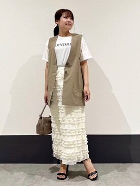 「THE SHOP TK （ザ ショップ ティーケー ）のアイテム（ベスト）」を使った、macchaさん（レディース・156cm）の夏コーディネート