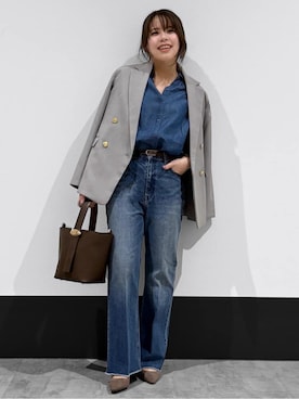 「THE SHOP TK （ザ ショップ ティーケー ）のベーシックパンプス（パンプス、ブラウン系）」を使った、macchaさん（レディース・156cm）の春コーディネート