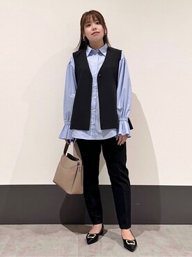 「THE SHOP TK （ザ ショップ ティーケー ）のアイテム（ベスト）」を使った、macchaさん（レディース・156cm）の冬コーディネート