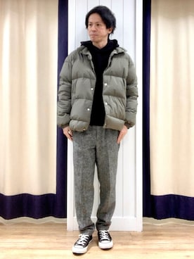 「アイテム（ダウンジャケット/コート）」を使った、takaさん（メンズ・169cm）の冬コーディネート