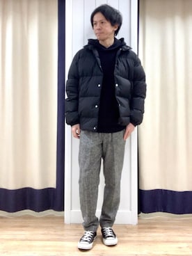「アイテム（ダウンジャケット/コート）」を使った、takaさん（メンズ・169cm）の冬コーディネート