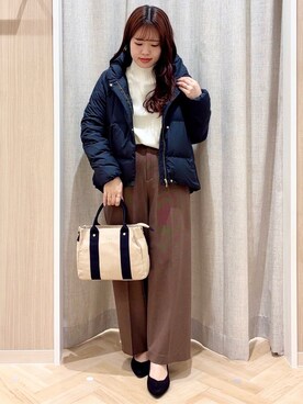 「Lee（リー）のアイテム（トートバッグ）」を使った、minamiさん（レディース・154cm）の冬コーディネート
