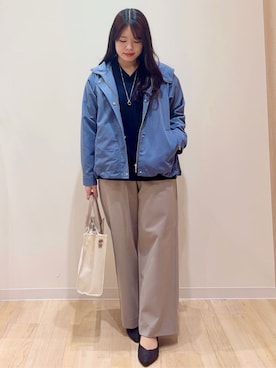 「grove（グローブ）の【貴島明日香さん着用】【撥水】きれいめに着こなせるマウンテンパーカ（ブルゾン、ブルー系）」を使った、minamiさんの春コーディネート