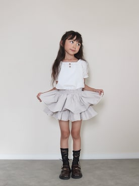 「anmyuのアイテム（トップス、ホワイト系）」を使った、RICOWORLDさん（キッズ・120cm）の夏コーディネート