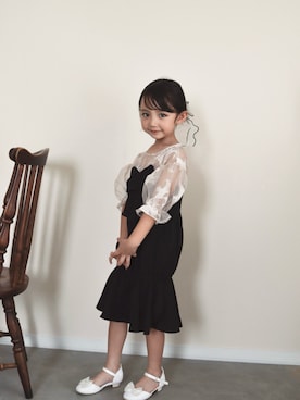 「H&M（エイチ・アンド・エム）のアイテム（シューズ、シルバー系）」を使った、RICOWORLDさん（キッズ・120cm）の春コーディネート