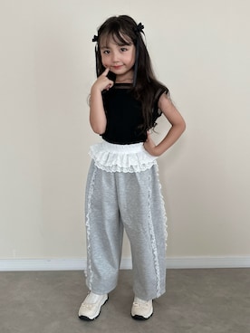 「Birthday（バースデイ）のアイテム（トップス、ブラック系）」を使った、RICOWORLDさん（キッズ・120cm）の春コーディネート