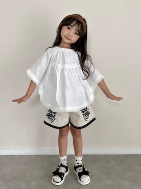 「Birthday（バースデイ）のアイテム（トップス、ホワイト系）」を使った、RICOWORLDさん（キッズ・120cm）の春コーディネート