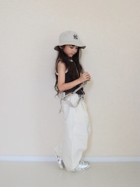 「p.premier（ピードットプルミエ）のアイテム」を使った、RICOWORLDさん（キッズ・120cm）の夏コーディネート