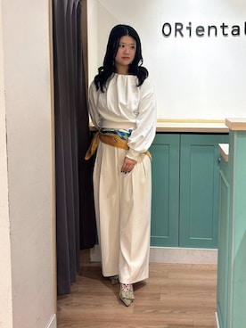 「WA ORiental TRaffic（ダブルエーオリエンタルトラフィック）のアイテム」を使った、arisaさん（レディース・158cm）の春コーディネート