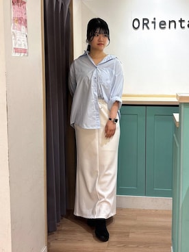 「ORiental TRaffic（オリエンタルトラフィック）のバック ストラップ ヒール サボ シューズ /61320（パンプス、ブラック系）」を使った、arisaさん（レディース・158cm）の夏コーディネート