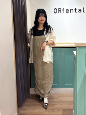 「ORiental TRaffic（オリエンタルトラフィック）のカット デザイン リボン パンプス /61303（パンプス、ブラウン系）」を使った、arisaさん（レディース・158cm）の秋コーディネート