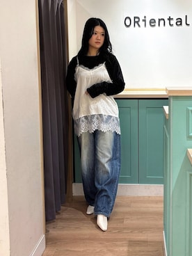 「WA ORiental TRaffic（ダブルエーオリエンタルトラフィック）のアイテム」を使った、arisaさん（レディース・158cm）の春コーディネート