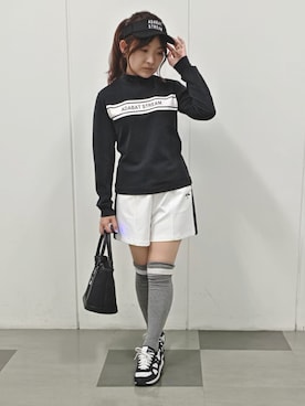 「アイテム（サンバイザー）」を使った、夜久祐子さん（レディース・152cm）の秋コーディネート