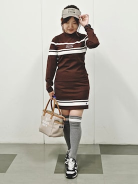 「adabat（アダバット）のアイテム」を使った、夜久祐子さん（レディース・152cm）の秋コーディネート