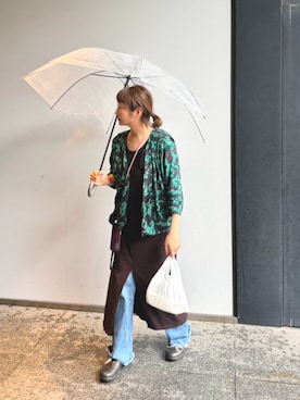 「SHENERY（シーナリー）のカットジョーゼットジャンスカ（ワンピース、ブラウン系）」を使った、MURATA_157cmさん（レディース・157cm）の夏コーディネート