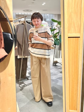 「ボーダーニット」｜MURATA_157cmさん（レディース・157cm）の秋コーディネート