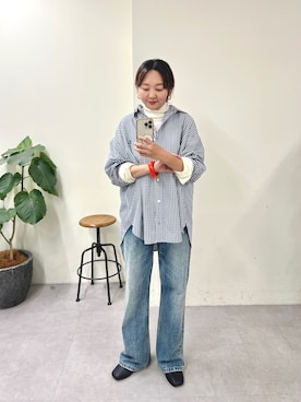 「ギンガムチェックシャツ」｜MURATA_157cmさん（レディース・157cm）の秋コーディネート