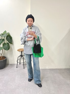 「ギンガムチェックシャツ」｜MURATA_157cmさん（レディース・157cm）の秋コーディネート