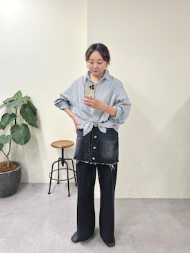 「ギンガムチェックシャツ」｜MURATA_157cmさん（レディース・157cm）の秋コーディネート