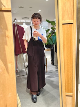 「SHENERY（シーナリー）のカットジョーゼットジャンスカ（ワンピース、ブラウン系）」を使った、MURATA_157cmさん（レディース・157cm）の春コーディネート