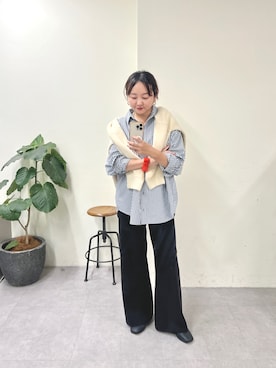 「ギンガムチェックシャツ」｜MURATA_157cmさん（レディース・157cm）の秋コーディネート