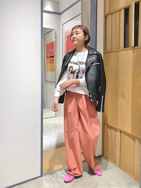「SHENERY（シーナリー）のアイテム（ライダースジャケット）」を使った、MURATA_157cmさん（レディース・157cm）の夏コーディネート