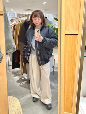 「アイテム（MA-1）」を使った、MURATA_157cmさん（レディース・157cm）の冬コーディネート