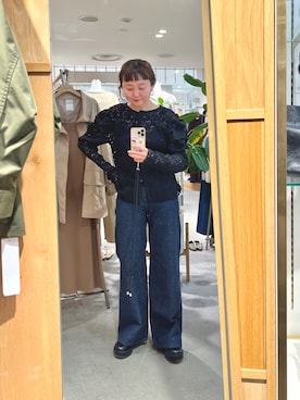 「SHENERY（シーナリー）のainode ﾌﾚｱﾃﾞﾆﾑ（デニムパンツ、ブルー系）」を使った、MURATA_157cmさん（レディース・157cm）の春コーディネート