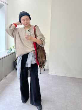 「ギンガムチェックシャツ」｜MURATA_157cmさん（レディース・157cm）の秋コーディネート