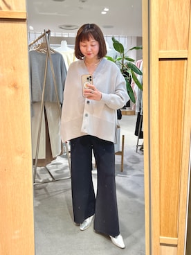 「SHENERY（シーナリー）のコットンスムースカーディガン（カーディガン/ボレロ、ベージュ系）」を使った、MURATA_157cmさん（レディース・157cm）の春コーディネート