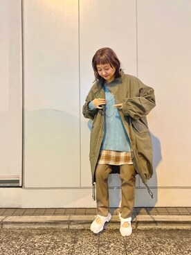 「チェック柄に恋してる」｜「アイテム（モッズコート）」を使った、MURATA_157cmさん（レディース・157cm）の秋コーディネート