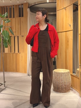 「アイテム（サロペット/オーバーオール、ブラウン系）」を使った、MURATA_157cmさん（レディース・157cm）の秋コーディネート