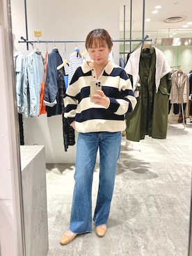 「SHENERY（シーナリー）のカットオフストレートデニムパンツ（デニムパンツ）」を使った、MURATA_157cmさん（レディース・157cm）の冬コーディネート