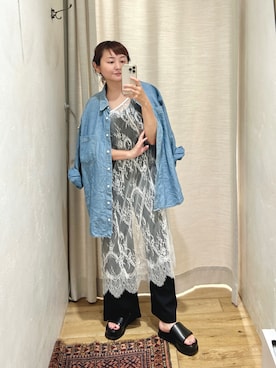 「レーススカート」｜「アイテム（サロペット/オーバーオール）」を使った、MURATA_157cmさん（レディース・157cm）の夏コーディネート