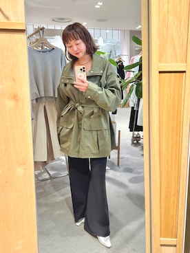 「SHENERY（シーナリー）のミリタリージャケット（ミリタリージャケット、グリーン系）」を使った、MURATA_157cmさん（レディース・157cm）の春コーディネート