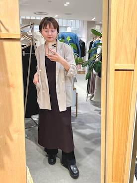 「SHENERY（シーナリー）のシアーウォッシャブルジャケット（テーラードジャケット、ベージュ系）」を使った、MURATA_157cmさん（レディース・157cm）の春コーディネート