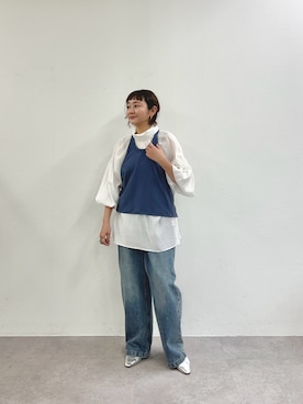 「SHENERY（シーナリー）のボウタイブラウス（シャツ/ブラウス、ホワイト系）」を使った、MURATA_157cmさん（レディース・157cm）の春コーディネート