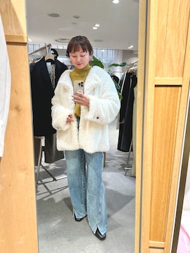 「アイテム（その他アウター、ホワイト系）」を使った、MURATA_157cmさん（レディース・157cm）の冬コーディネート