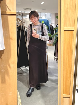 「SHENERY（シーナリー）のカットジョーゼットジャンスカ（ワンピース、ブラウン系）」を使った、MURATA_157cmさん（レディース・157cm）の春コーディネート