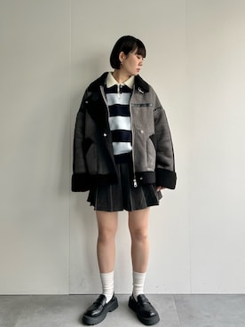 「アイテム（ムートンコート）」を使った、lacvert_officialさん（レディース・162cm）の秋コーディネート