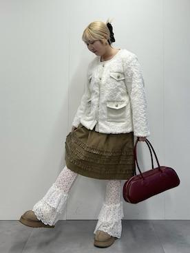 「アイテム（ノーカラージャケット）」を使った、lacvert_officialさん（レディース・152cm）の秋コーディネート