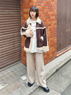 「アイテム（ムートンコート）」を使った、lacvert_officialさん（レディース・162cm）の冬コーディネート