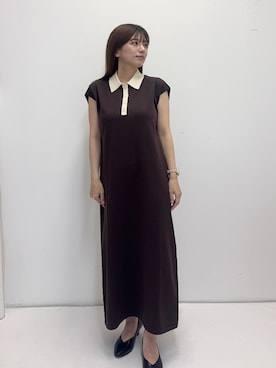 「URBAN RESEARCH DOORS（アーバンリサーチドアーズ）のフレンチスリーブニットワンピース（ワンピース、ブラウン系）」を使った、mikuさん（レディース・153cm）の夏コーディネート
