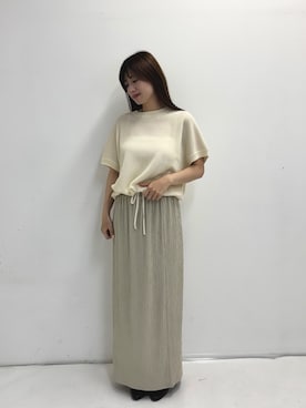 「URBAN RESEARCH DOORS（アーバンリサーチドアーズ）のドライタッチドロストニットプルオーバー（ニット/セーター、ホワイト系）」を使った、mikuさん（レディース・153cm）の夏コーディネート